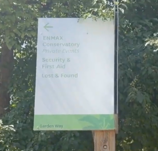ENMAX Conservatory sign pointing to Garden Way
